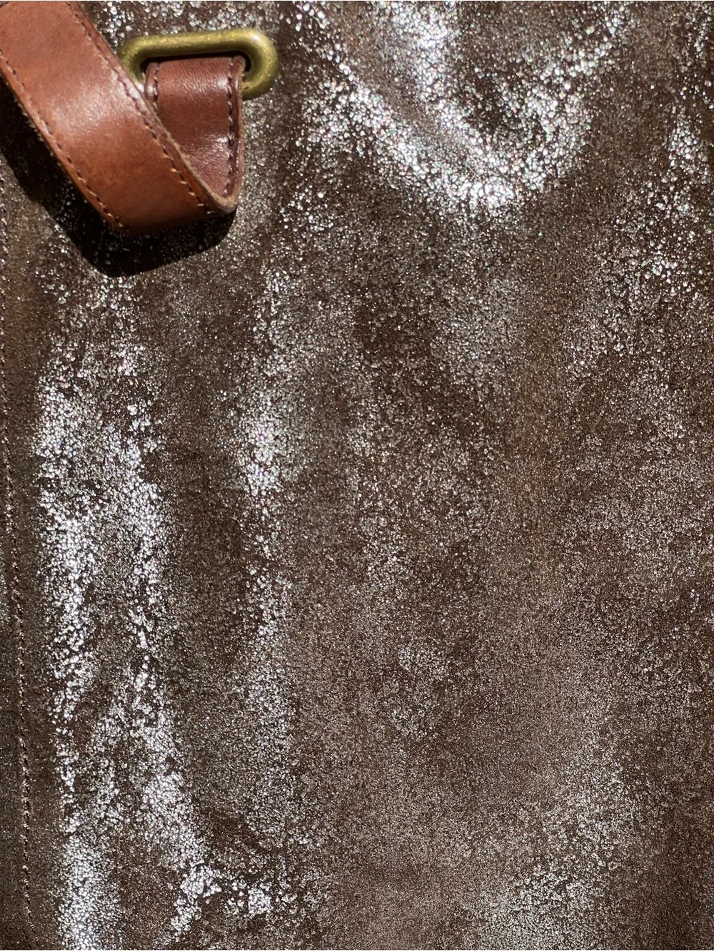 Anthropologie HOLDING HORSES Shimmer Metallic Leather Hobo Bag Boho Slouchy